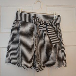 Seersucker High Waisted Scalloped Shorts